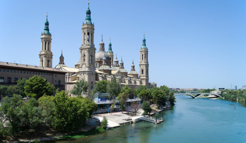 Saragozza Cathedral And Ebro River