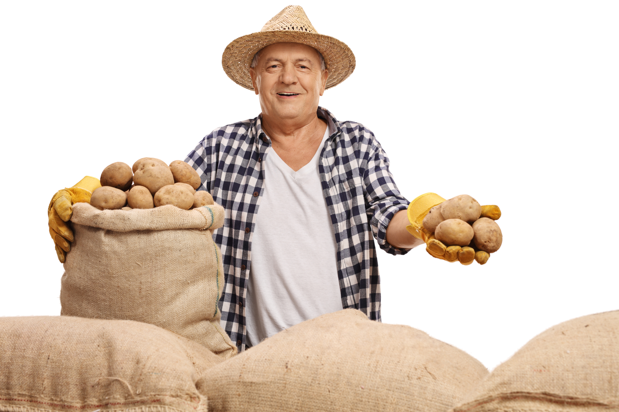 Farmer with potatoes